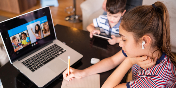 students learning from home